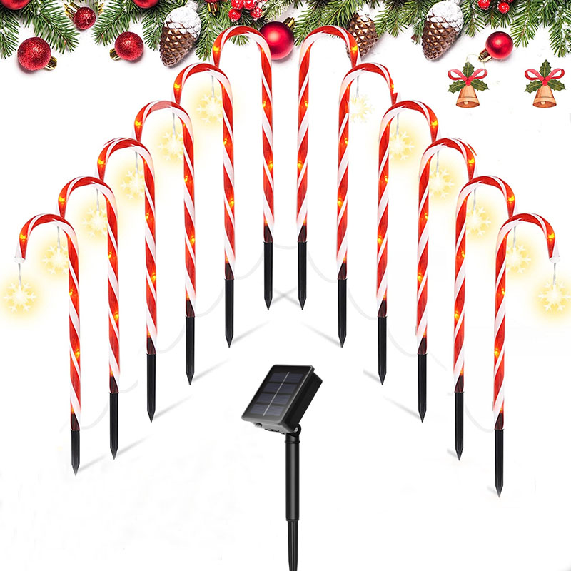 Solar Powered Candy Cane Christmas Lights