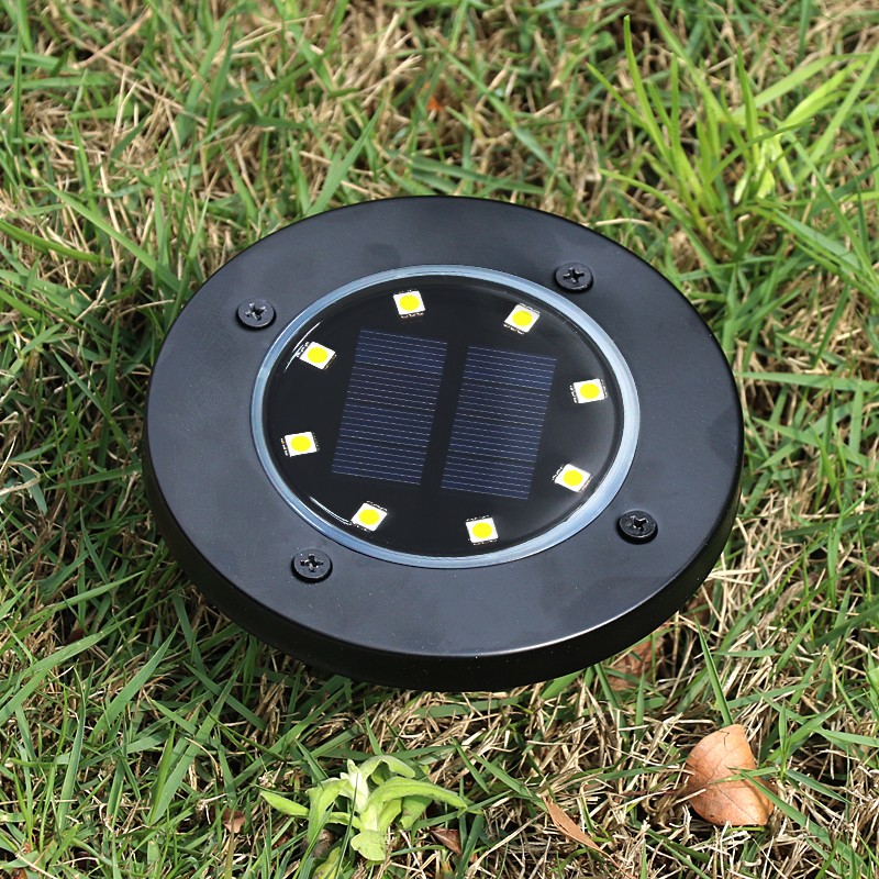مصباح حديقة أسود 8LED يعمل بالطاقة الشمسية