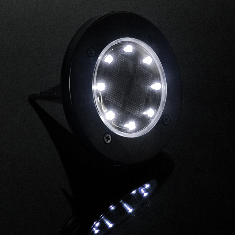НОВ дизајн црн модел 8LED сончево светло за заземјување
