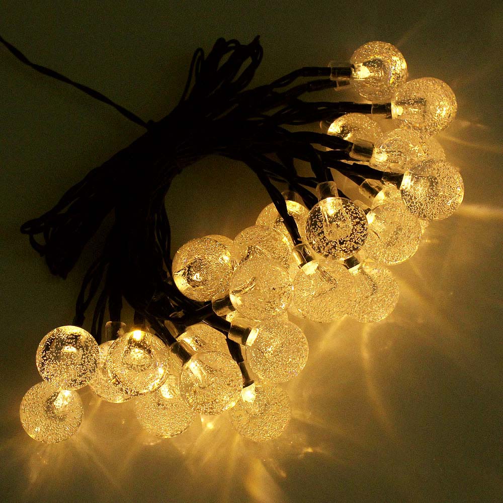 Corda de llum de decoració nadalenca de globus de cristall solar