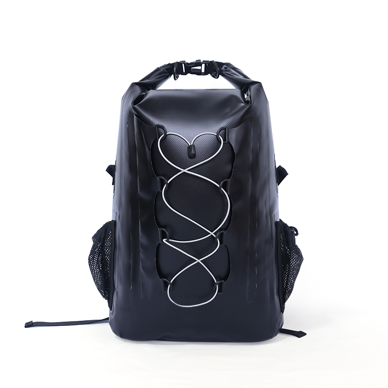 Černý PVC materiál Vodotěsný batoh na ramena - 0 