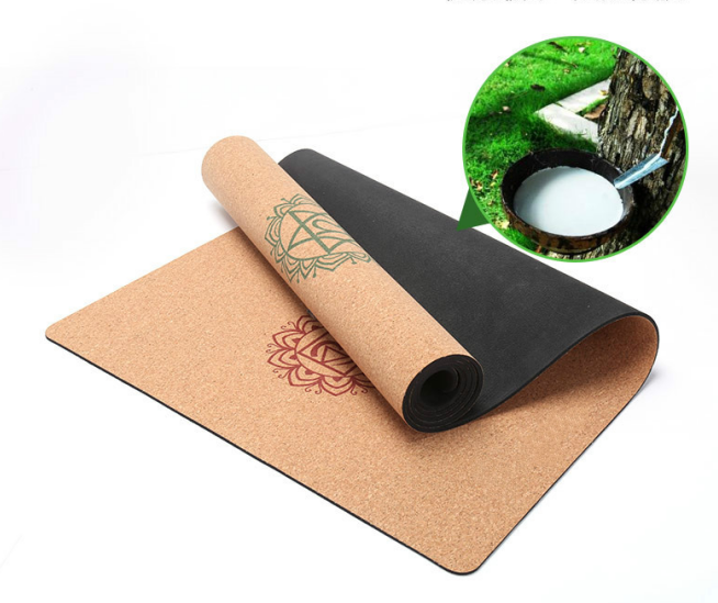 Anti Slip Printed Natural Rubber Cork Yoga Mat