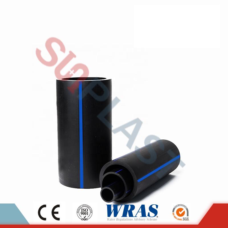 Tubería de HDPE (tubería de polietileno) en color negro / azul para suministro de agua