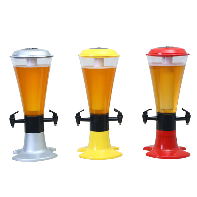Oval beer drink dispenser with two side faucet