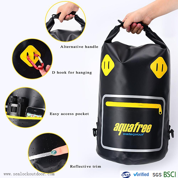 Features of Waterproof Tube Dry Bag With Zip Pocket