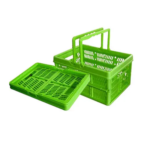 plastic Folding shopping basket with handles