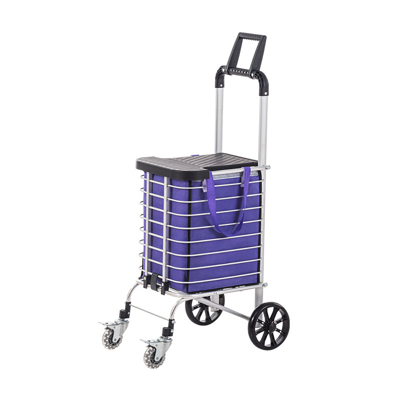 4-kolesový skladací nákupný vozík z hliníkovej zliatiny s taškou