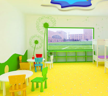 The environmental protection effect of kids floor for kindergarten playroom vinyl flooring