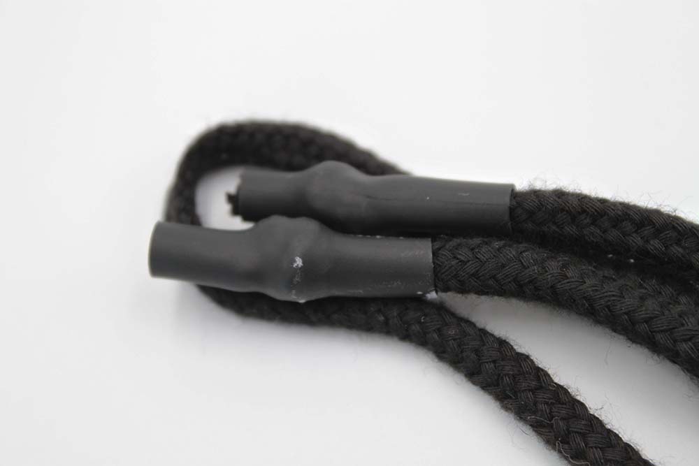 Black Round Cotton Hoodie Cord With Rubber Tip