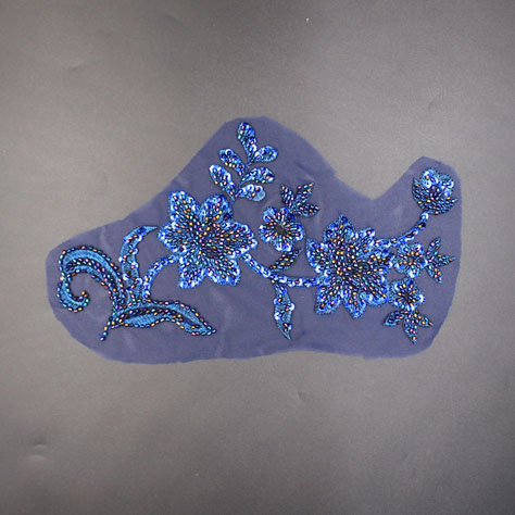 Blue Flower Patch With Sequin Applique Design