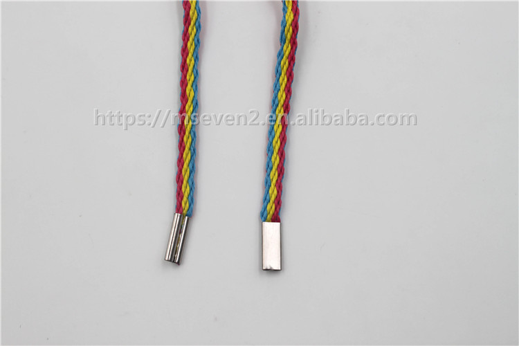 Colorful Weaving Round Hoodie Cord With Flat Metal Tip