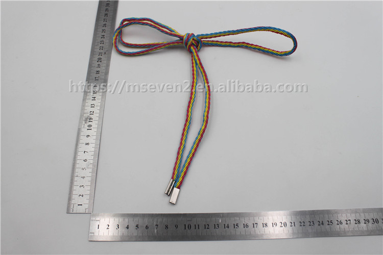 Colorful Weaving Round Hoodie Cord With Flat Metal Tip