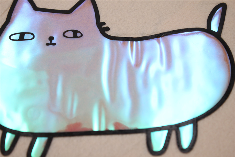 प्यारा बिल्ली होलोग्राम चिंतनशील हीट ट्रांसफर प्रिंटिंग