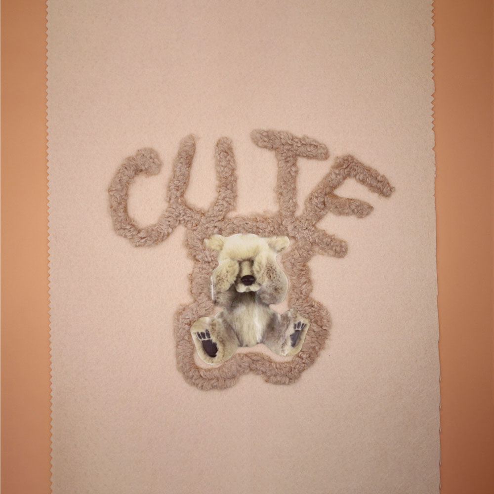 Fake Fur Cute Bear Heat Transfer Printing