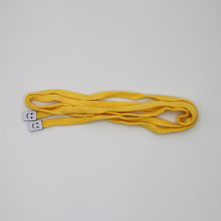 Fashion Yellow Flat Hoodie Cord With Smiling Face Metal End