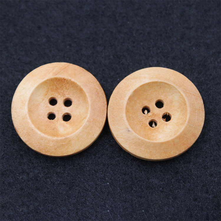 Light Brown Round Wood Button