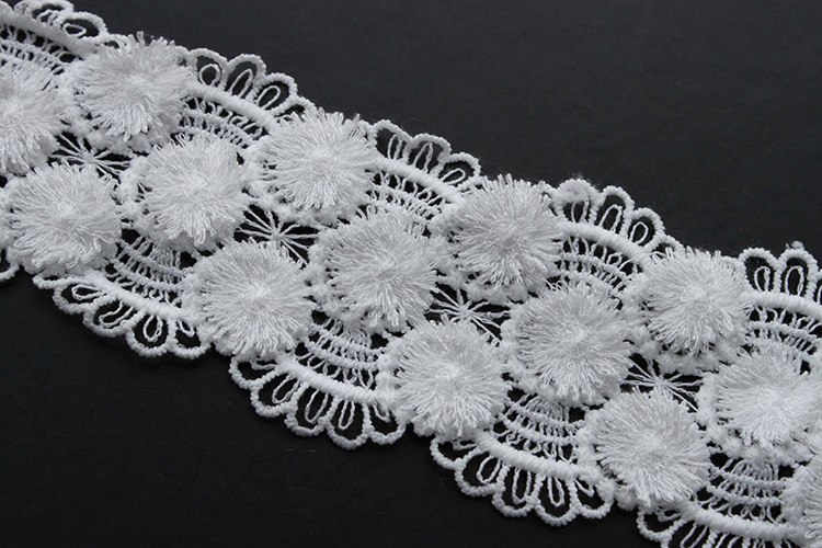 New Style White Eco-Friendly Water Soluble Embroidery Cotton Lace Trim