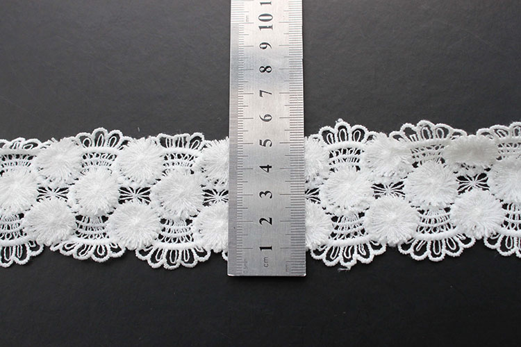 New Style White Eco-Friendly Water Soluble Embroidery Cotton Lace Trim