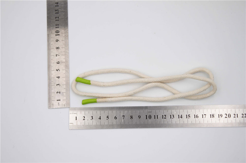 White Round Cotton Hoodie Cord With Green Silicone Tip