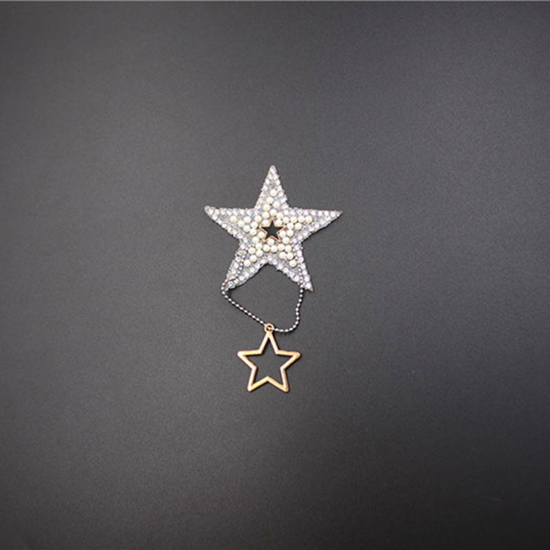 Wholesale Rhinestone Star Shape Patches Pearl Crystals Appliques