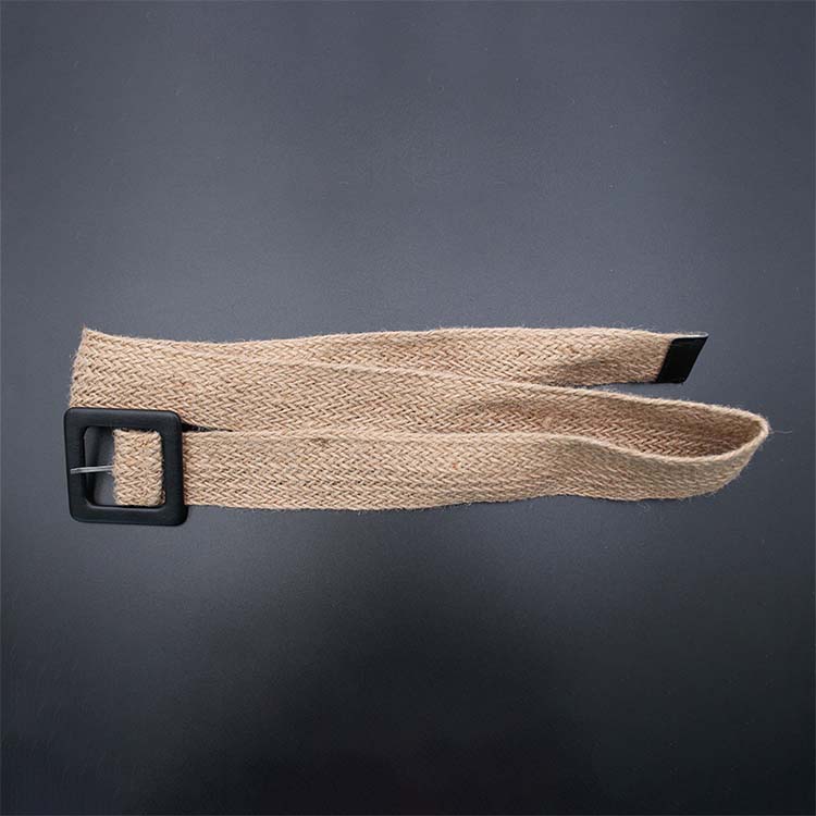 Woven Belt with Big Black Buckle