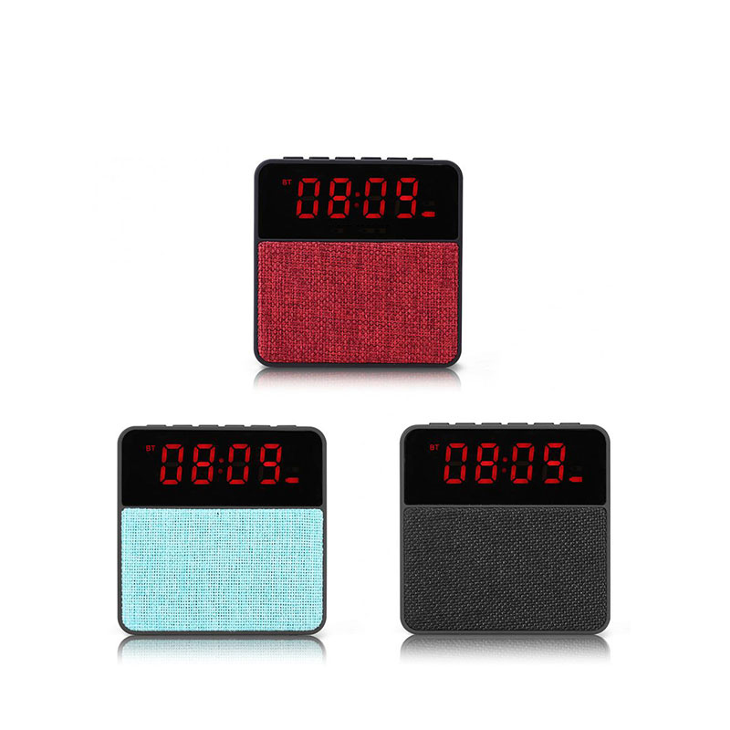 Mini FM Radio Alarm Clock Display Fabric Wireless Speaker