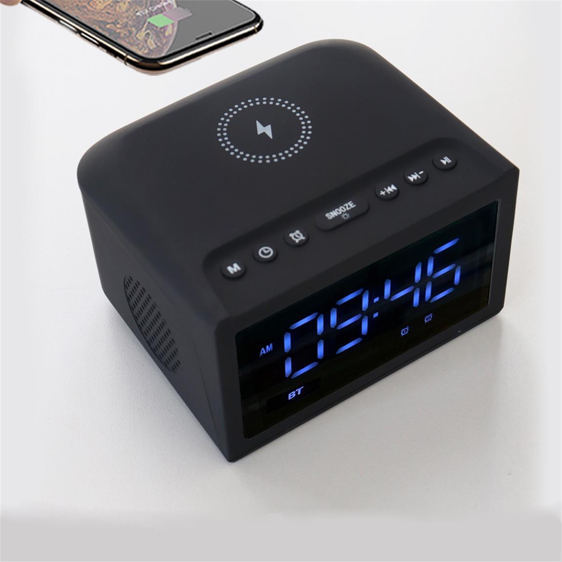 Multifunctional Desktop Alarm Clock Wireless Speaker Bluetooth Boombox With FM Radio