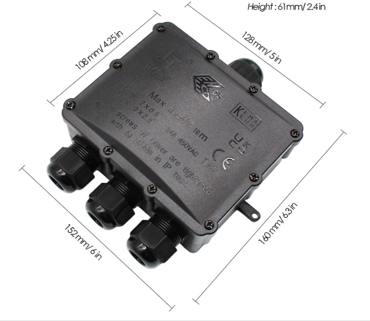 2 Way UKCA M20 Junction Box Outdoor Waterproof for 4-11mm External Electrical Power Cable Boxes