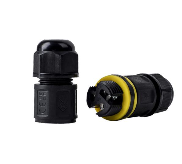 IP68 M682 Waterproof Waterproof Connector M16 2P Cable Gland Black Pigtail Plastics Cable Joint Connector