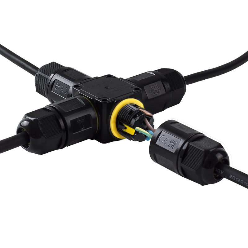 ENEC UKCA Underwater 20M IP68 3pin 5pin Cable 2 Way 3 Way Waterproof Screwless Connector