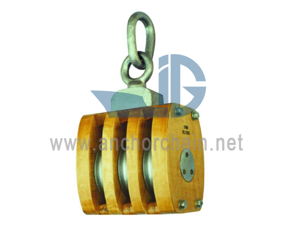 JIS F3426 Ship's Inernal bound wooden block Triple with Shackle