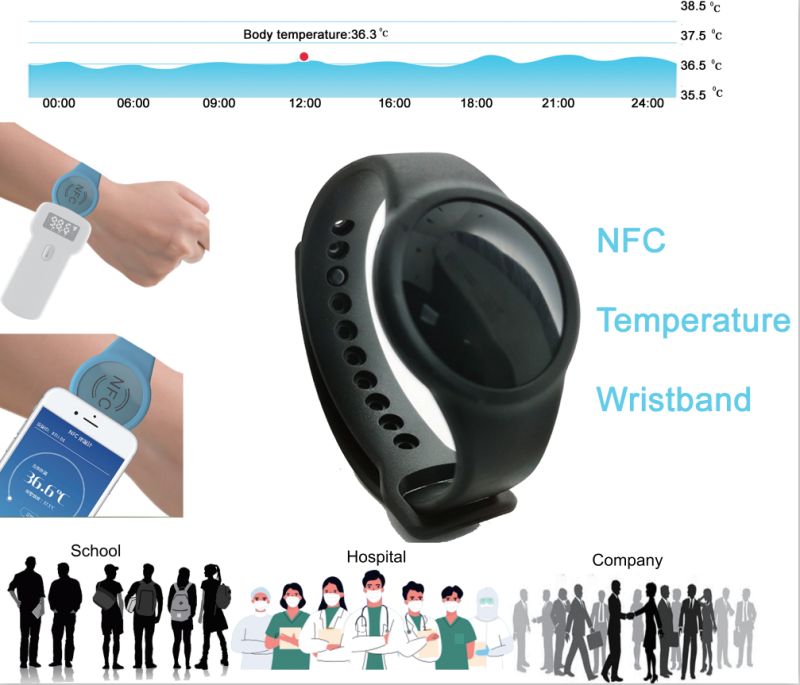 56Mhz NFC temperature silicone wristband for the accesscontrol control&attendance
