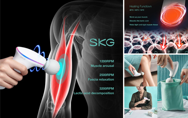 SKG F5 Portable Massage Gun Deep in Heat, Light to go Massager
