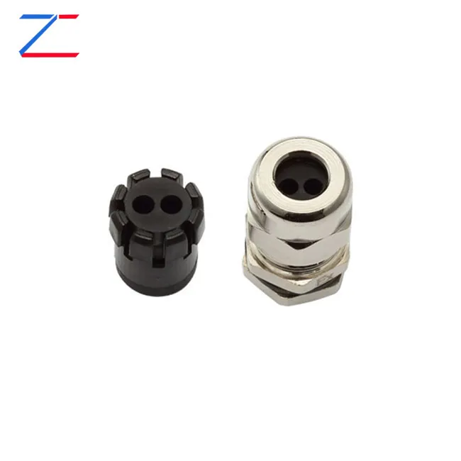 Multi-hole Metal cable gland (2 holes)