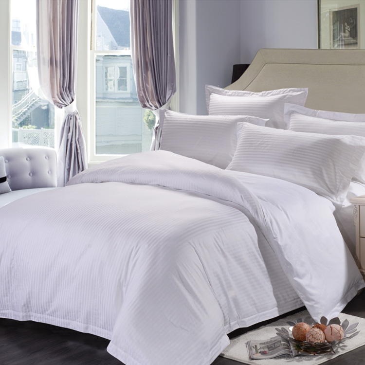 Luxury 5 Star Hotel Cotton Satin Stripe Bedding Set
