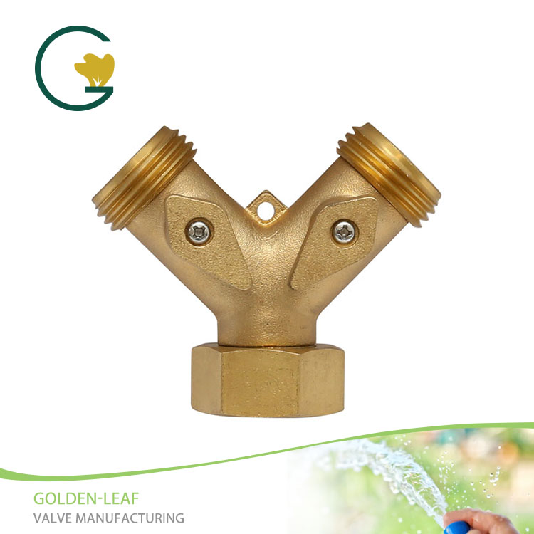 2-Way Brass Garden Hose Splitter Y Connector Adapter