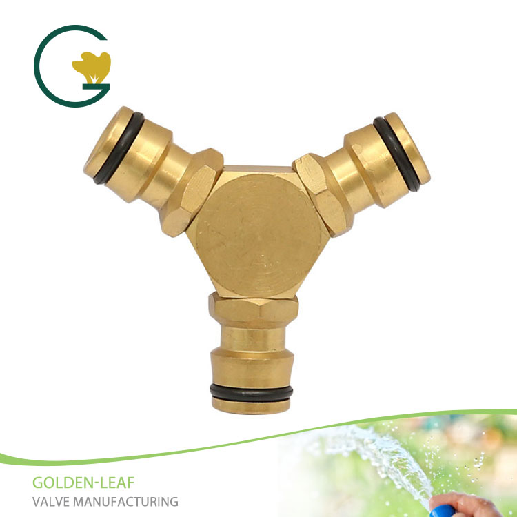 Brass 3-way Snap-In Coupling