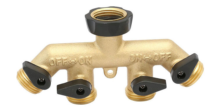 4 Way Brass Garden Hose Splitter Adapter connector made in China