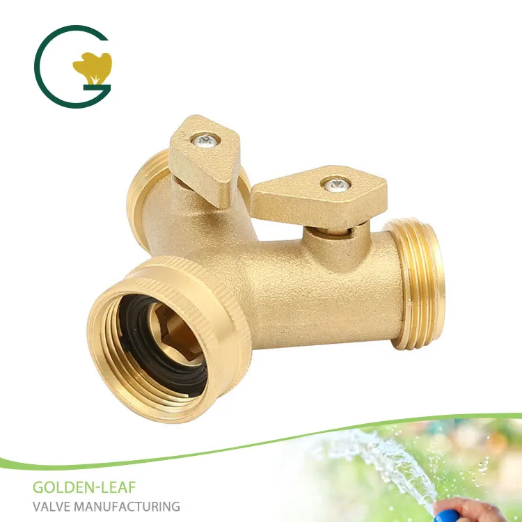 Brass 2 Way Garden Hose Connector