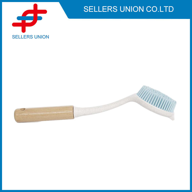 Round Size Silicone Bristles With Wooden Handle Brush