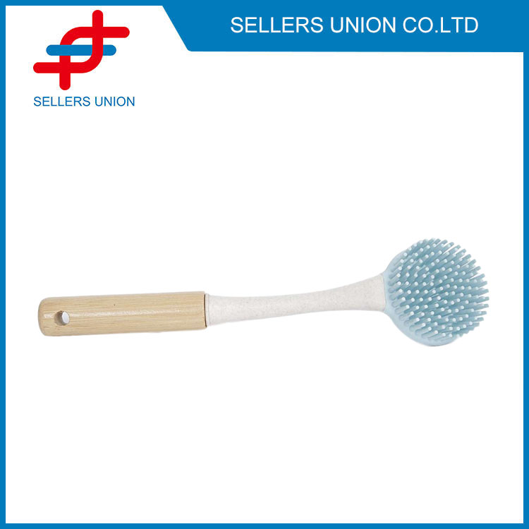 Two Side Silicone Bristles Brush With Wooden Handle