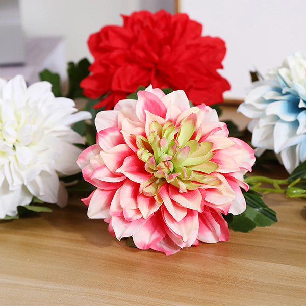 Simulación de flores de dalia de buena calidad de venta superior de 2 cabezas para decoración del hogar - 1