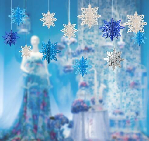 3D kertas Garland Natal Snowflake Hanging Kertas Dekorasi Pesta Dekorasi - 3 