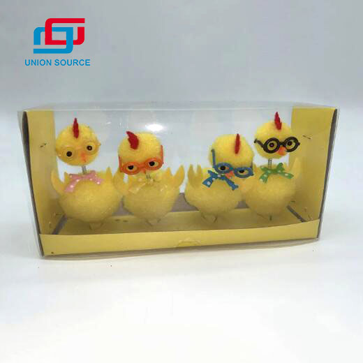 4 piezas Happy Easter hechos a mano juguetes de Pascua Spring Chick Plush con gafas