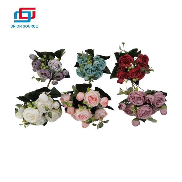 5 Heads Hennessy Peony Simulation Artificial Cloth Bouquet For Decoration