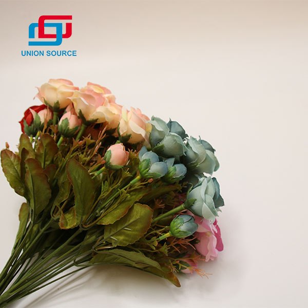5 cabezas de aceite Oainting rico ramo de simulación de flores color de rosa para decoración