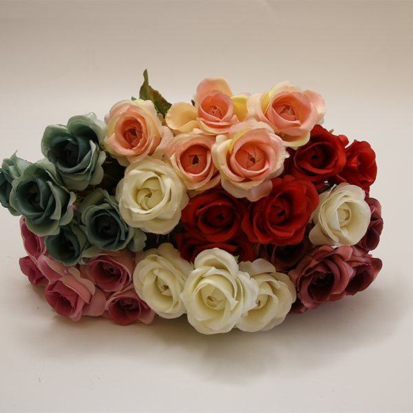 5 رؤوس زيتية ، باقة محاكاة زهور الورد الغنية للزينة - 3 