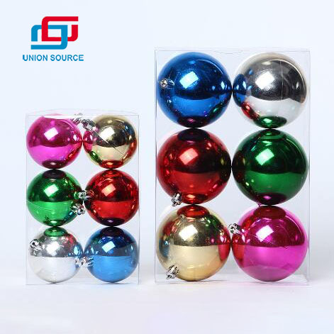 6PCS 60mm 80mm Christmas Plastic Ornaments Balls New Year Tree Ball