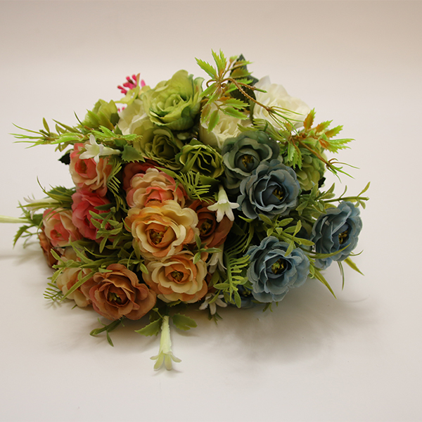 Künstliche Blumen 7 Köpfe Ölgemälde Cupid Rose Bouquet Guter Preis für Zuhause - 3