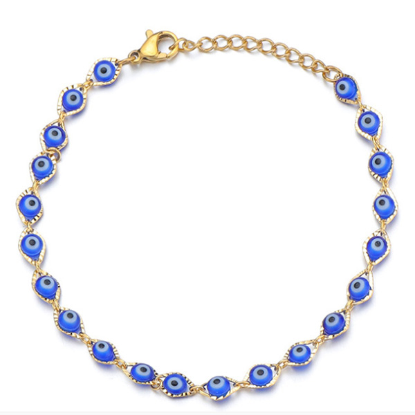 Beautiful Blue Bead Chain Bracelet - 0